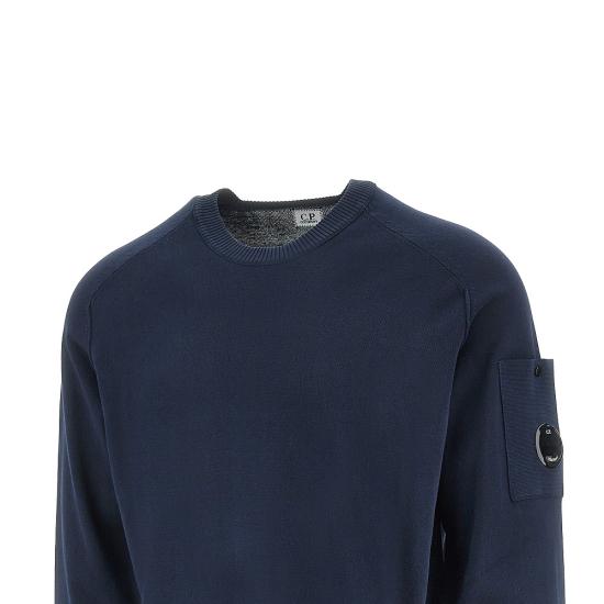 26SS 씨피 컴퍼니 코튼 크레이프 크루넥 렌즈 스웨터 20CMKN105A006323O Blue - C.P. COMPANY