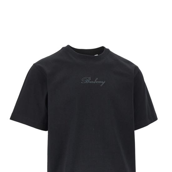 26SS 버버리 체크 커시브 로고 코튼 티셔츠 8119183F Black - BURBERRY