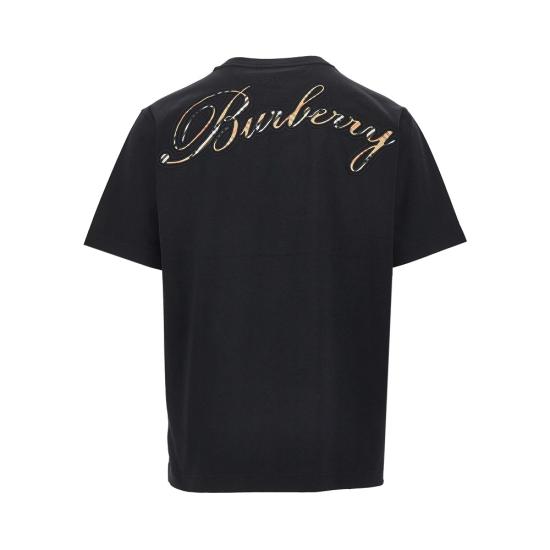 26SS 버버리 체크 커시브 로고 코튼 티셔츠 8119183F Black - BURBERRY