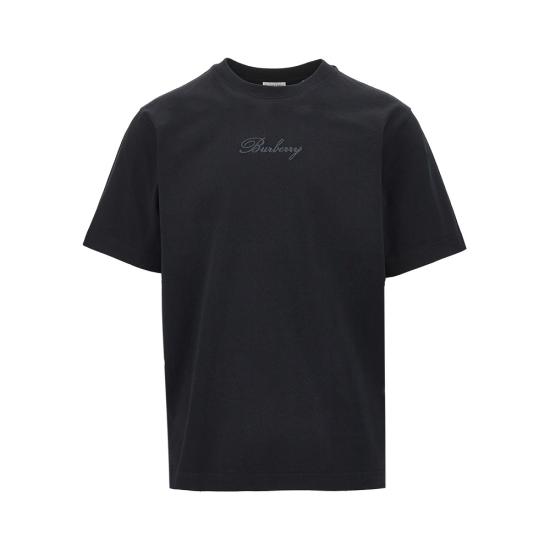 26SS 버버리 체크 커시브 로고 코튼 티셔츠 8119183F Black