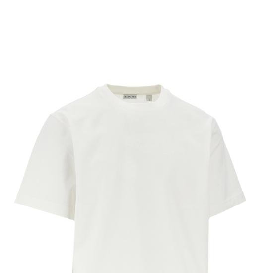 26SS 버버리 체크 커시브 로고 코튼 티셔츠 8119080F White - BURBERRY