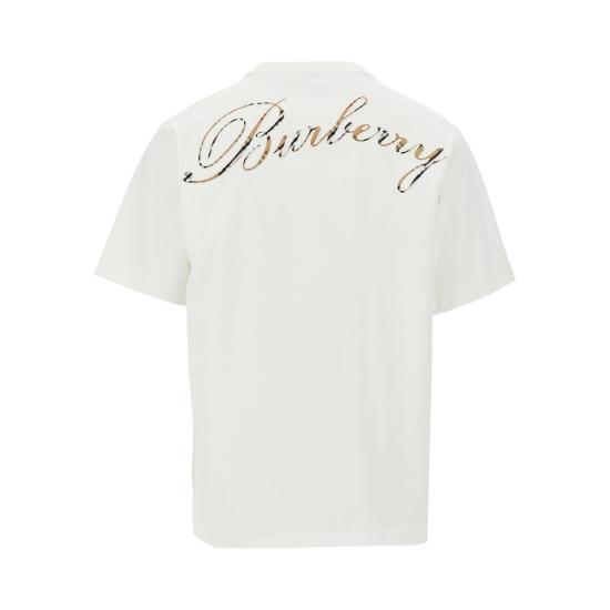 26SS 버버리 체크 커시브 로고 코튼 티셔츠 8119080F White - BURBERRY