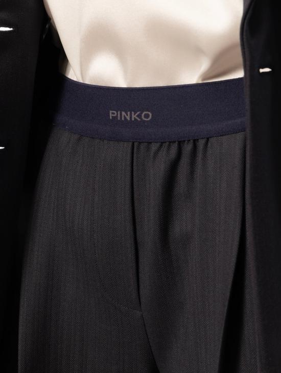 26FW 핑코 스트레이트 팬츠 판탈로니 와이드 레그 콘 엘라스티코 블루 - PINKO