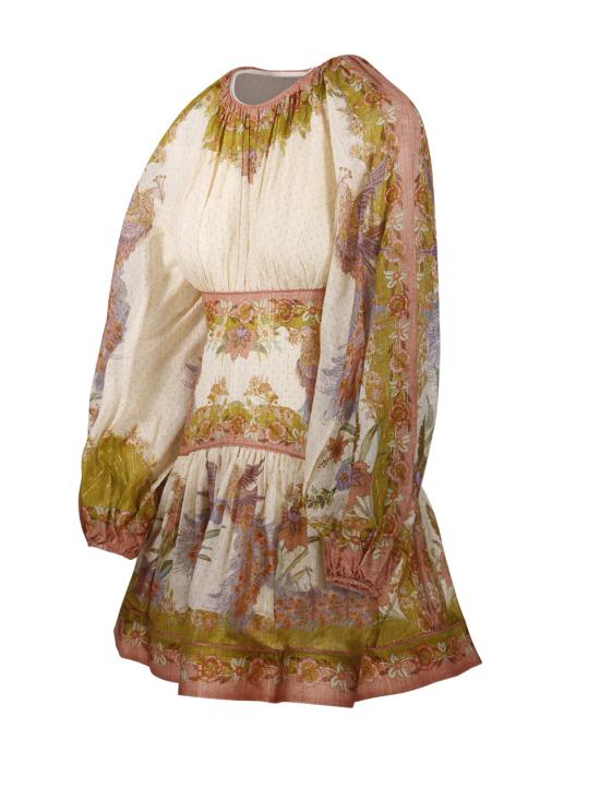 26FW 짐머만 숏 원피스 5515DSS262 CHARTREUSE SCARF FLORAL - ZIMMERMANN