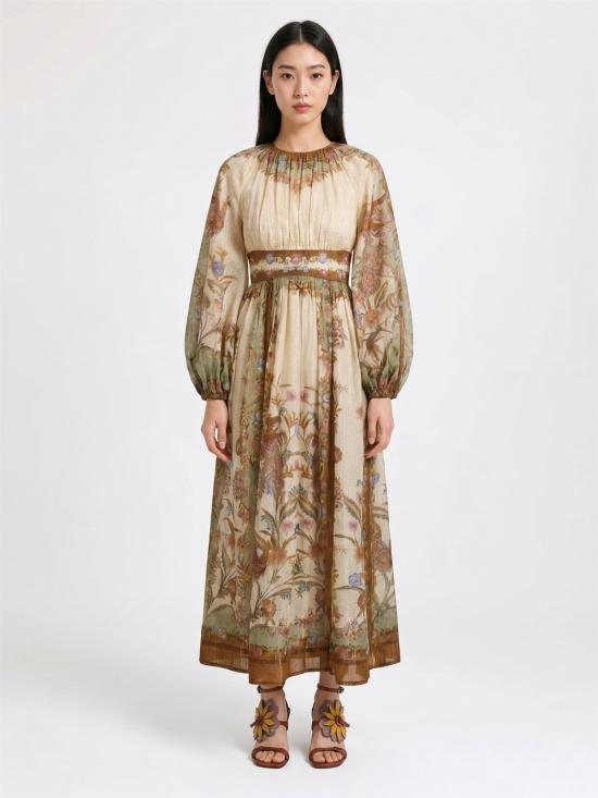 26FW 짐머만 롱 원피스 5947DSS262 CREAM KHAKI SCARF FLORAL - ZIMMERMANN