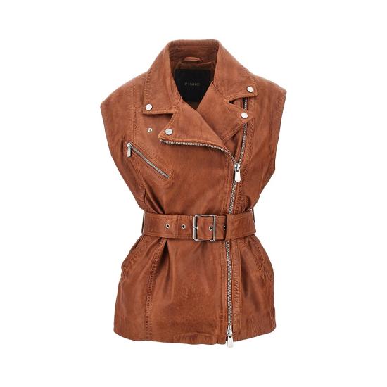 26SS 핑코 가죽 자켓 106232A31X Brown
