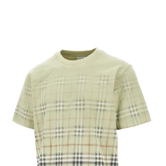 26SS 버버리 그라디언트 체크 코튼 티셔츠 8119023F Khaki - BURBERRY
