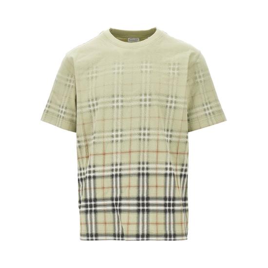 26SS 버버리 그라디언트 체크 코튼 티셔츠 8119023F Khaki
