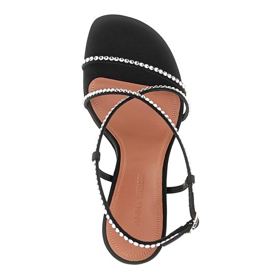 26SS 아미나 무아디 힐/펌프스 SALLYSANDAL95SATIN CRYSTALS Black - AMINA MUADDI