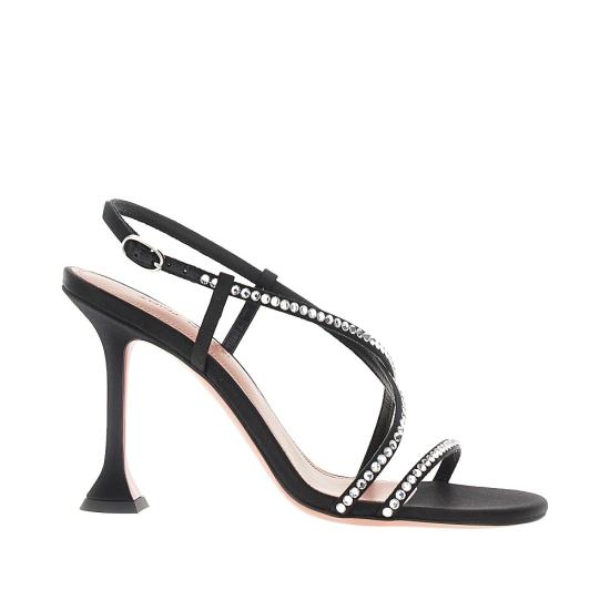 26SS 아미나 무아디 힐/펌프스 SALLYSANDAL95SATIN CRYSTALS Black