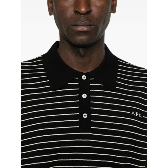 26FW 아페쎄 폴로 티셔츠 COHLP H23481 TZI BLACK WHITE - A.P.C.