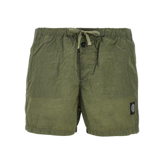 26SS 스톤 아일랜드 포켓 나일론 메탈 에코닐 에코닐 레귤러 핏 미드 렝스 스윔 쇼츠 L1S15B100003S0043 Green