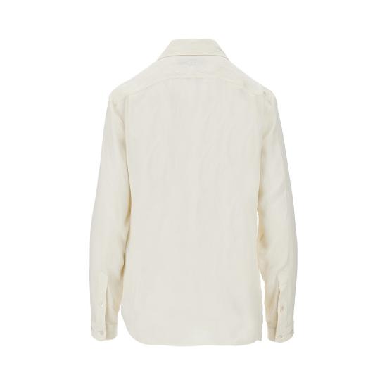 26FW 구찌 인터로킹 G 체인 실크 자카드 셔츠 872007ZAM48 White - GUCCI