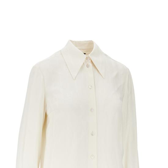 26FW 구찌 인터로킹 G 체인 실크 자카드 셔츠 872007ZAM48 White - GUCCI