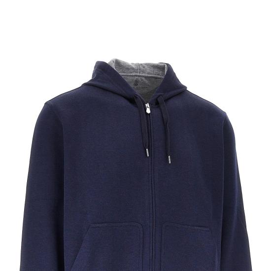26FW 브루넬로 쿠치넬리 더블 페이스 스웨트 집업 후디 MM8319069G Blue - BRUNELLO CUCINELLI