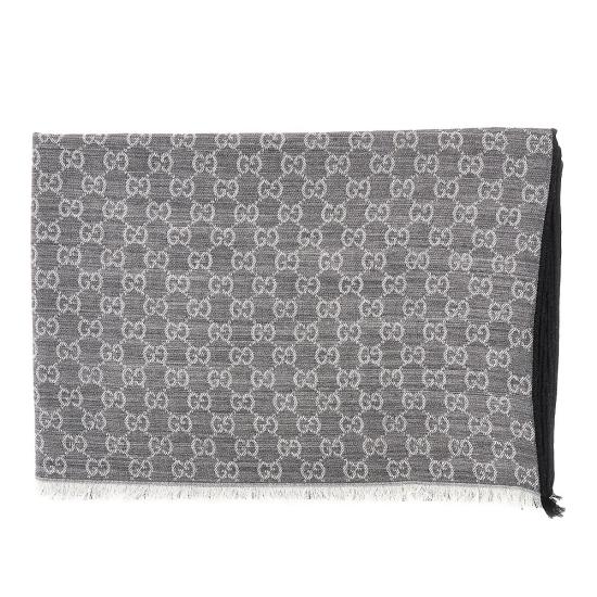 26FW 구찌 GG 울 실크 자카드 스카프 8705434GAK3 Grey - GUCCI