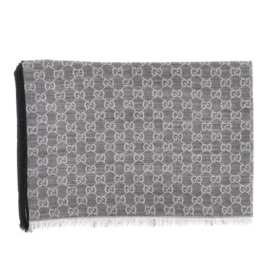 26FW 구찌 GG 울 실크 자카드 스카프 8705434GAK3 Grey