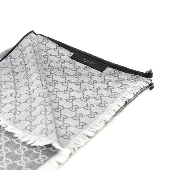 26FW 구찌 GG 울 실크 자카드 스카프 8705434GAK3 Grey - GUCCI
