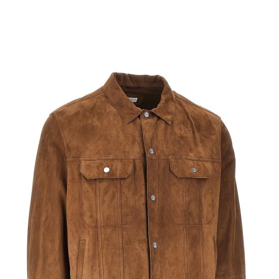 26FW 브루넬로 쿠치넬리 스웨이드 4포켓 블루종 MPCFN2042 Brown - BRUNELLO CUCINELLI