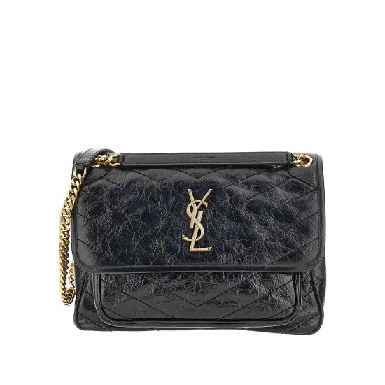 26FW 생로랑 니키 미디움 빈티지 레더 6331840EN07 Black