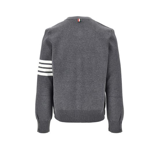 26FW 톰브라운 코튼 밀라노 스티치 4바 V넥 가디건 MKC171A00219 Grey - THOM BROWNE