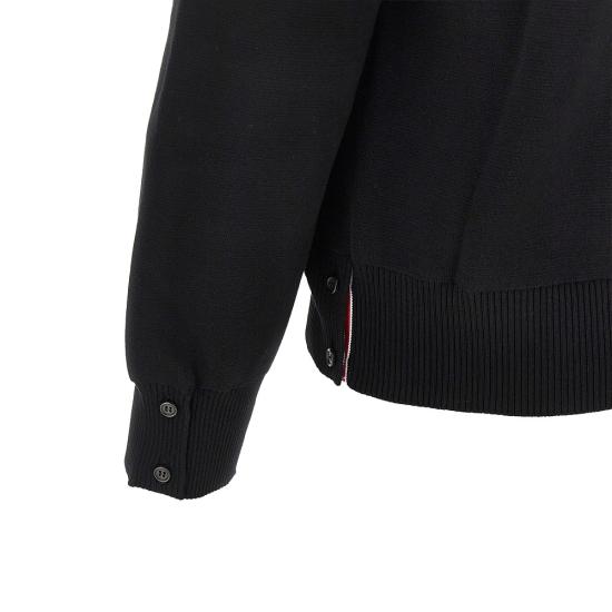 26FW 톰브라운 코튼 밀라노 스티치 4바 V넥 가디건 MKC171A00219 Black - THOM BROWNE