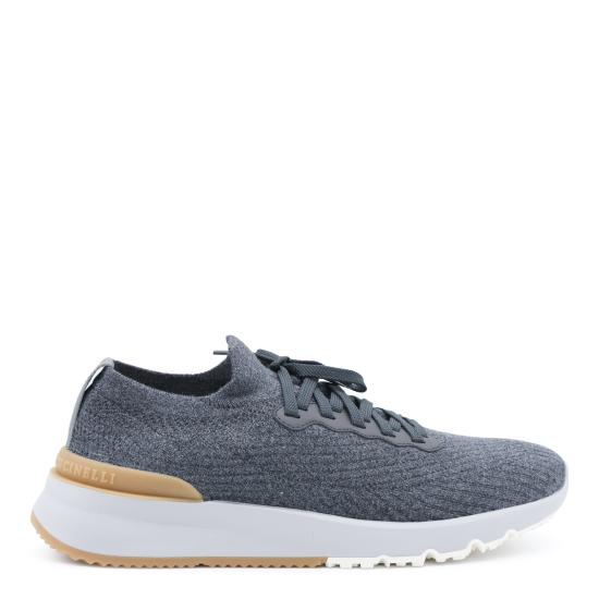 26FW 브루넬로 쿠치넬리 코튼 니트 세미 폴리쉬드 카프스킨 러너 MZUPMBO252 CAQ26 DARK GREY