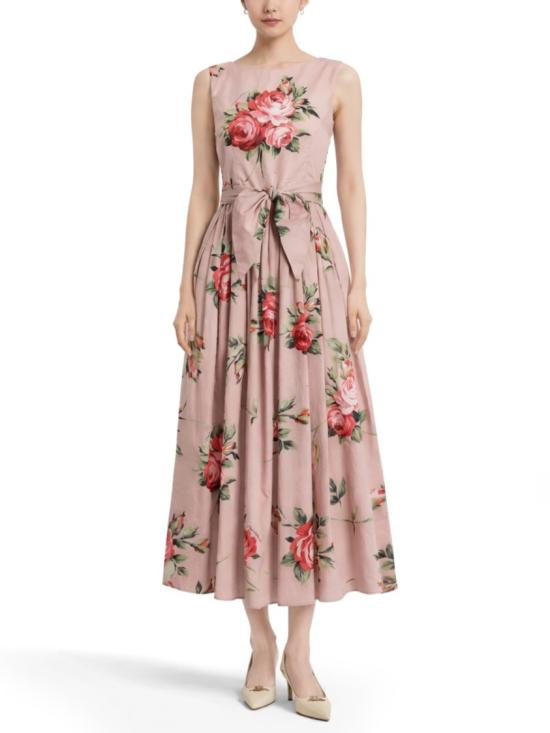 26SS 돌체앤가바나 로즈 부케 프린트 코튼 드레스 F612PT HS5UTHF5ZN Pink - DOLCE & GABBANA