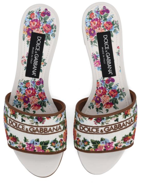 26SS 돌체앤가바나 자수 나파 레더 뮬 CR1748 A64838V135 White - DOLCE & GABBANA