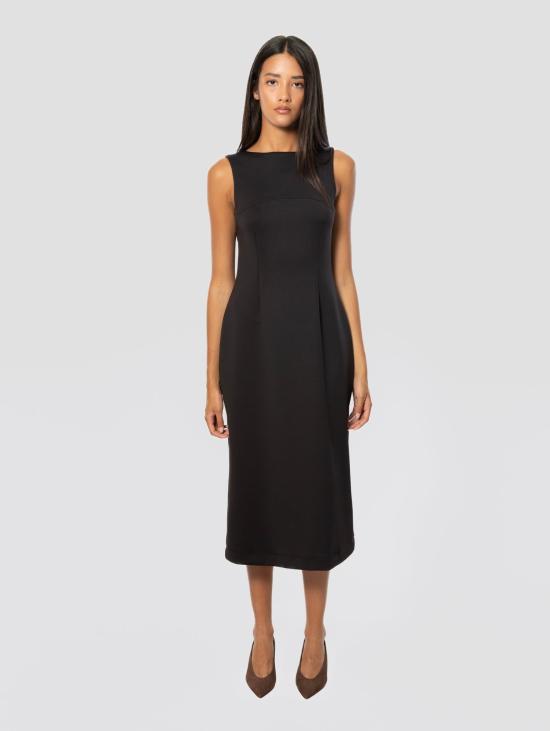 26FW 막스마라 롱 원피스 저지 디 네오프렌 네로(Jersey di Neoprene Nero)를 입은 Abito Tubino