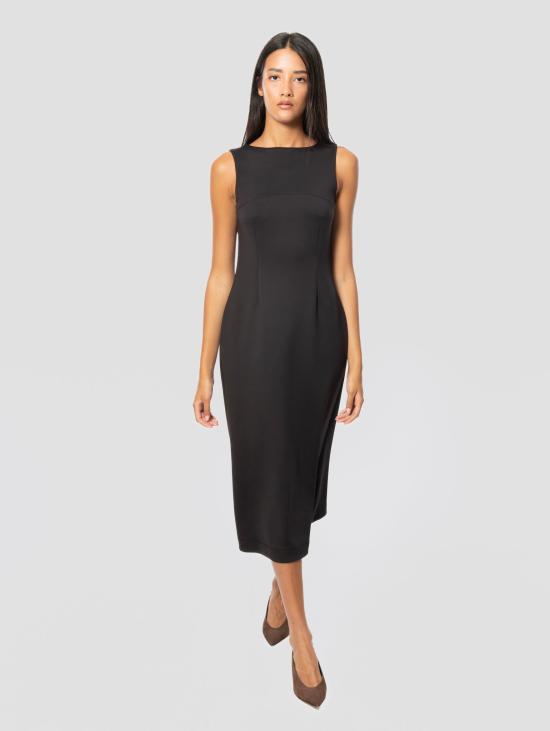 26FW 막스마라 롱 원피스 저지 디 네오프렌 네로(Jersey di Neoprene Nero)를 입은 Abito Tubino - MAX MARA