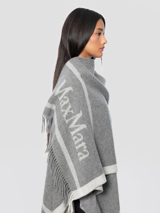 26FW 막스마라 케이프 Lana con Frange Hilde Grigio 소재의 판초 - MAX MARA