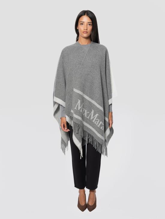 26FW 막스마라 케이프 Lana con Frange Hilde Grigio 소재의 판초 - MAX MARA