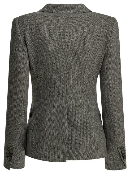 26FW 딸리아토레 수트 자켓 더블 브레스트 헤링본 블레이저 재킷 및 코트 (회색) - TAGLIATORE