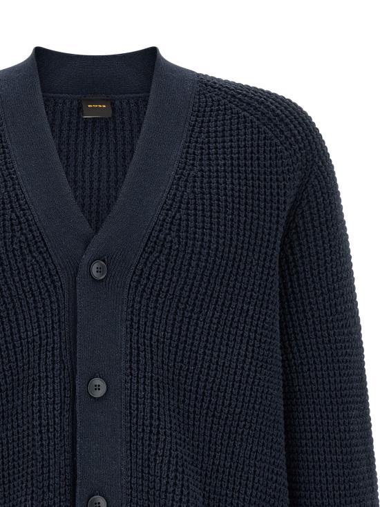 26FW 휴고보스 가디건 벌집 무늬 가디건 스웨터 및 가디건 (블루) - HUGO BOSS