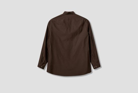 26FW 르메르 긴팔 셔츠 바뢰즈 탑 - 워싱 처리된 면과 실크 혼방 소재, 브라운 색상 - LEMAIRE