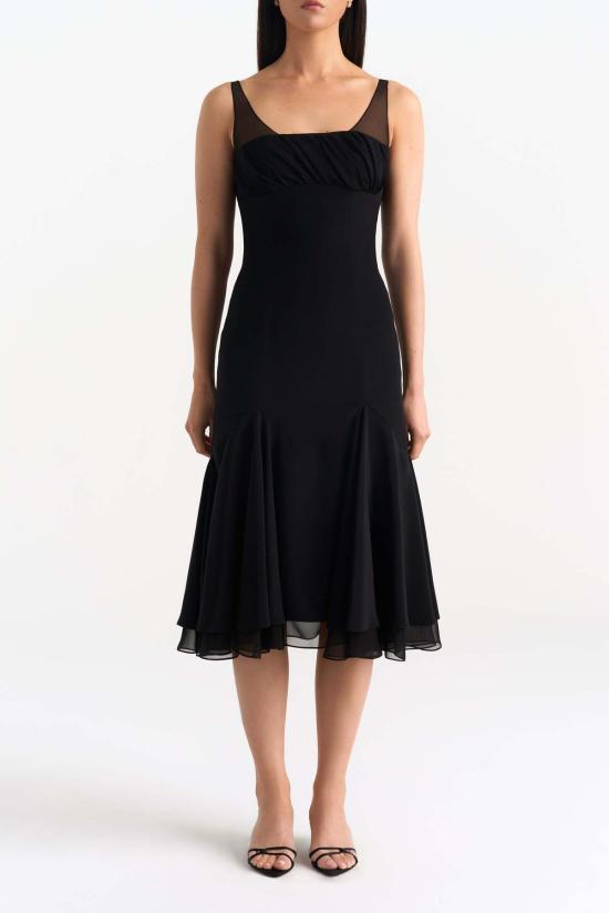  M'RHEN 미디 원피스 M'rhen Mary Magdalene 실크 샤르뫼즈 미디 드레스 - OTHER BRANDS
