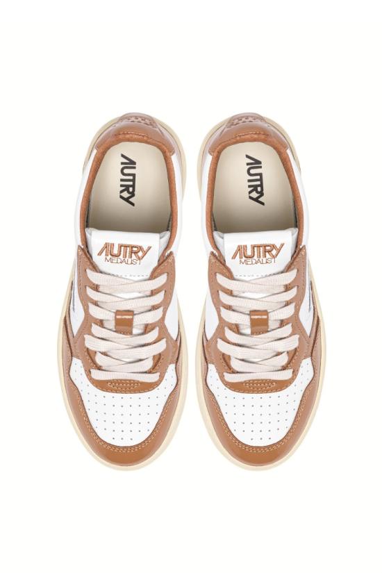 25FW 오트리 메달리스트 로우 레더 스니커즈 AULW RT02WHT BRNSUG White - AUTRY