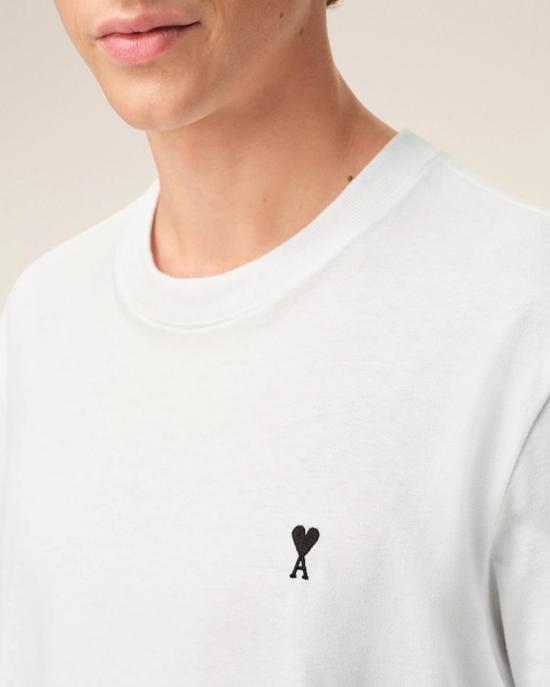  아미 스몰 하트 로고 라이트 코튼 저지 티셔츠 HTS346 724 100 WHITE - AMI