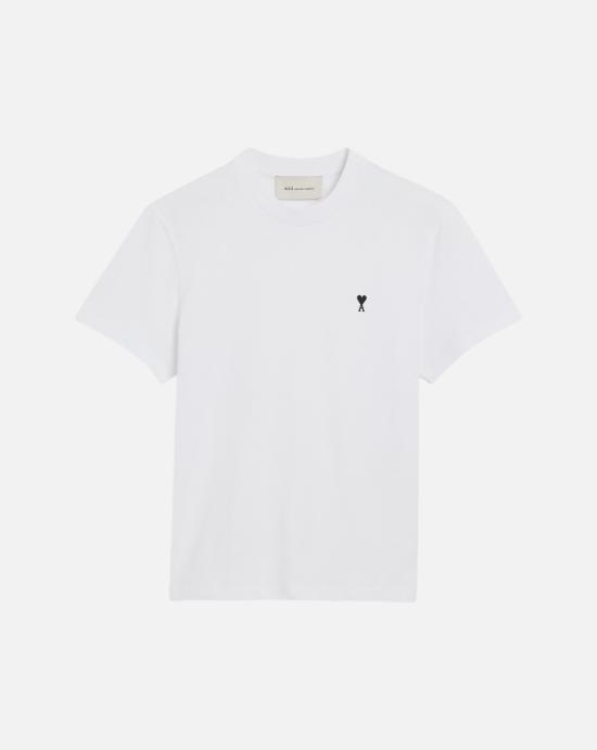  아미 스몰 하트 로고 라이트 코튼 저지 티셔츠 HTS346 724 100 WHITE