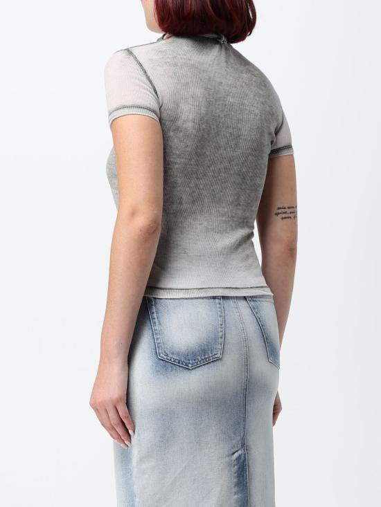 26SS 디젤 T-ERESA 바이커 넥 스트랩 리브 저지 숏슬리브 탑 A229290HGCQ 9CY Grey - DIESEL