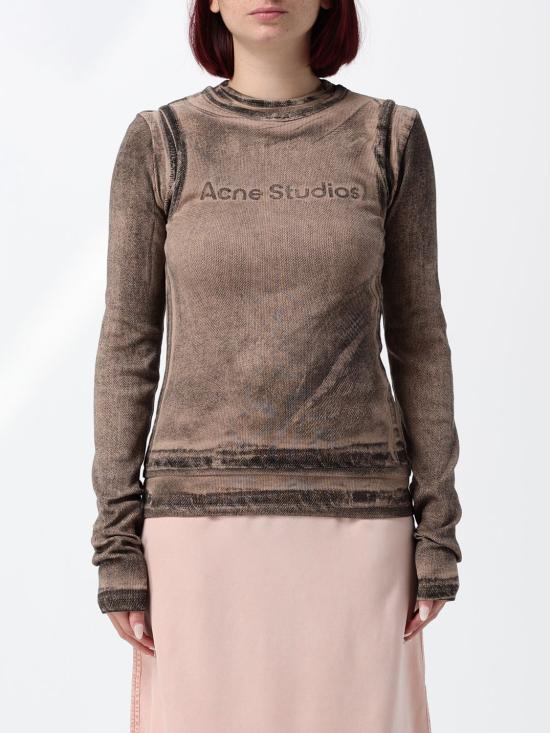 26FW 아크네 스튜디오 레이어드 프린트 롱슬리브 탑 레이어드 프린트 롱슬리브 탑 AL0531 AC0 Orange - ACNE STUDIOS