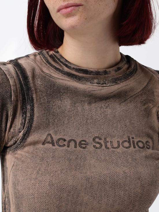 26FW 아크네 스튜디오 레이어드 프린트 롱슬리브 탑 레이어드 프린트 롱슬리브 탑 AL0531 AC0 Orange - ACNE STUDIOS