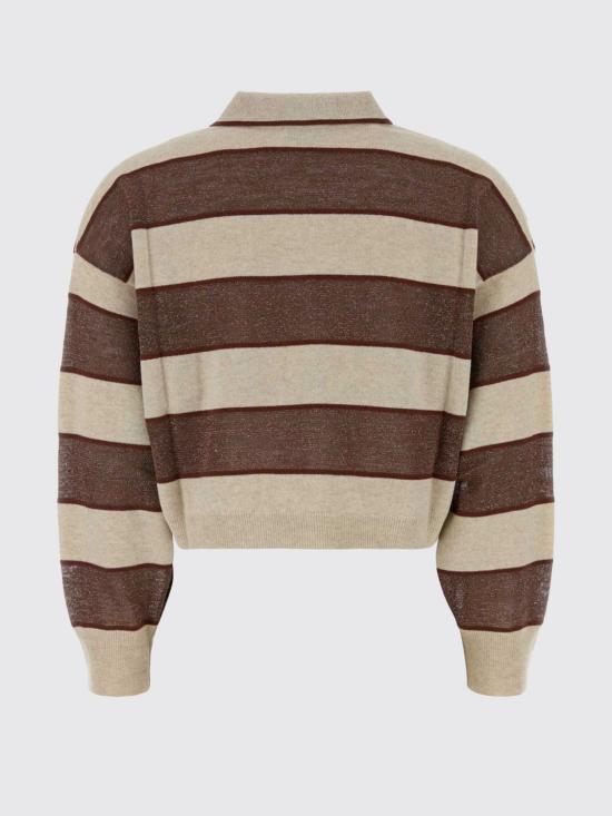 26SS 브루넬로 쿠치넬리 스파클링 스트라이프 크롭 니트 폴로 M16221605 CZC29 Striped - BRUNELLO CUCINELLI