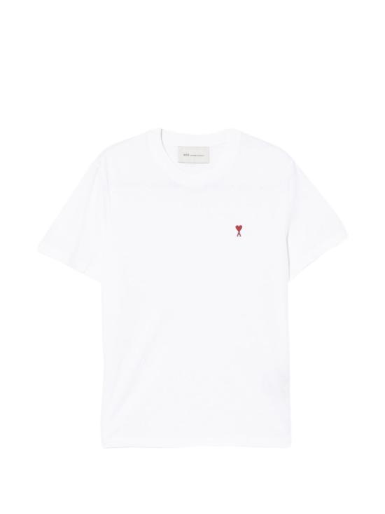 26FW 아미 스몰 하트 로고 티셔츠 BFUTS035724 100 Blanc