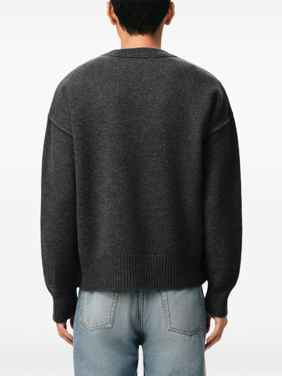 26FW 아미 빅 하트 울 크루넥 스웨터 UKS838018 084 Gris chine rouge - AMI