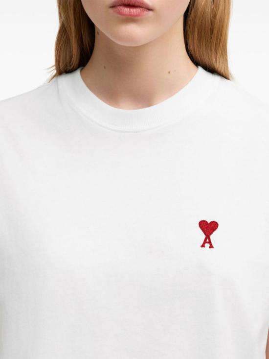 26FW 아미 스몰 하트 로고 티셔츠 BFUTS035 724100 WHITE - AMI