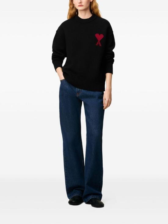 26FW 아미 빅 하트 울 크루넥 스웨터 UKS838 018009 BLACK - AMI