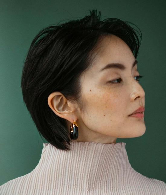  리지 포르투나토 이어링 오가닉 후프스 미드나잇 - LIZZIE FORTUNATO