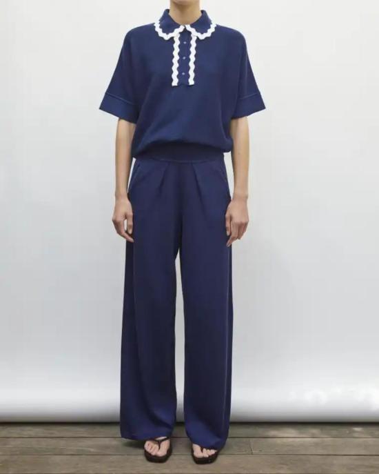  몰리 블라우스 Molli Duc 니트 탑 Bleu Faience/Milk - MOLLI